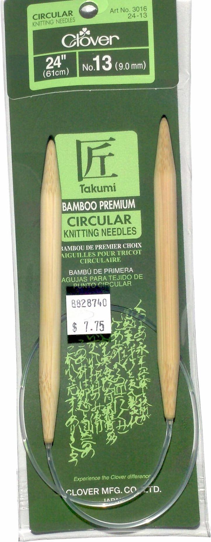 Clover 16"/41cm 10.00 mm/US 15 Bamboo Circular Needle Takumi